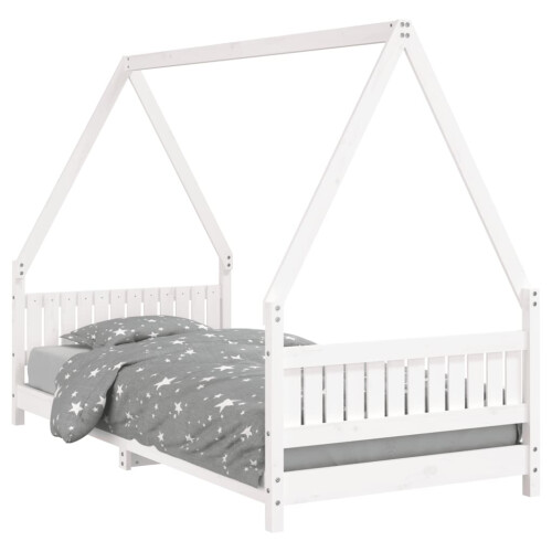Berkfield Kids Bed Frame White 90x200 cm Solid Wood Pine 1