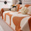 Couverture de canapé géométrique en Chenilles douces,-Kaki A 2