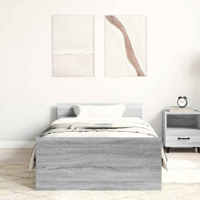 Berkfield Bed Frame without Mattress Grey Sonoma 75x190 cm Small Single Engineered Wood
