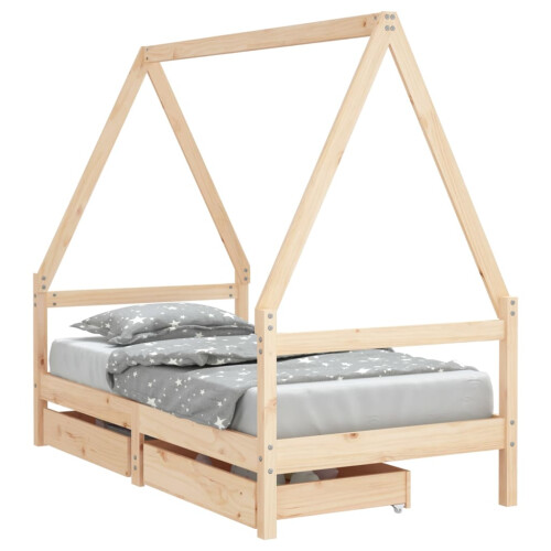 Berkfield Kids Bed Frame with Drawers 80x160 cm Solid Wood Pine 1