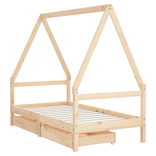 Berkfield Kids Bed Frame with Drawers 80x160 cm Solid Wood Pine 2