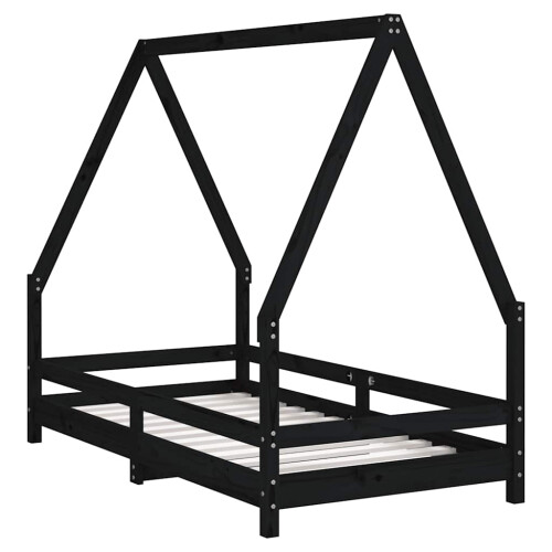 Berkfield Kids Bed Frame Black 80x160 cm Solid Wood Pine 1