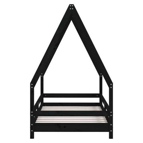 Berkfield Kids Bed Frame Black 80x160 cm Solid Wood Pine 2