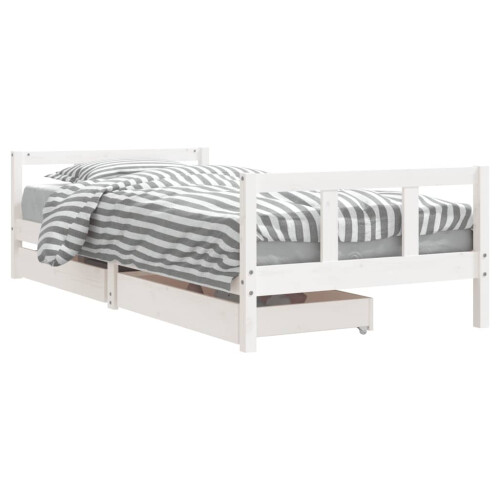 Berkfield Kids Bed Frame with Drawers White 90x200 cm Solid Wood Pine 1