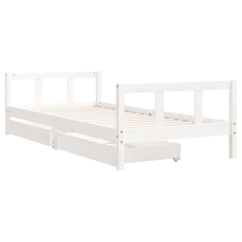 Berkfield Kids Bed Frame with Drawers White 90x200 cm Solid Wood Pine 2