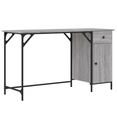 Berkfield Computer Desk Grey Sonoma 131x48x75 cm Engineered Wood 1