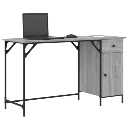Berkfield Computer Desk Grey Sonoma 131x48x75 cm Engineered Wood 2