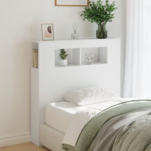 Berkfield LED Headboard White 100x18.5x103.5 cm Engineered Wood 2