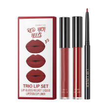 Plumping Lip Gloss Set with Lip Liner, Non Sticky Long Lasting Hydrating Glossy Lip Color 3ml