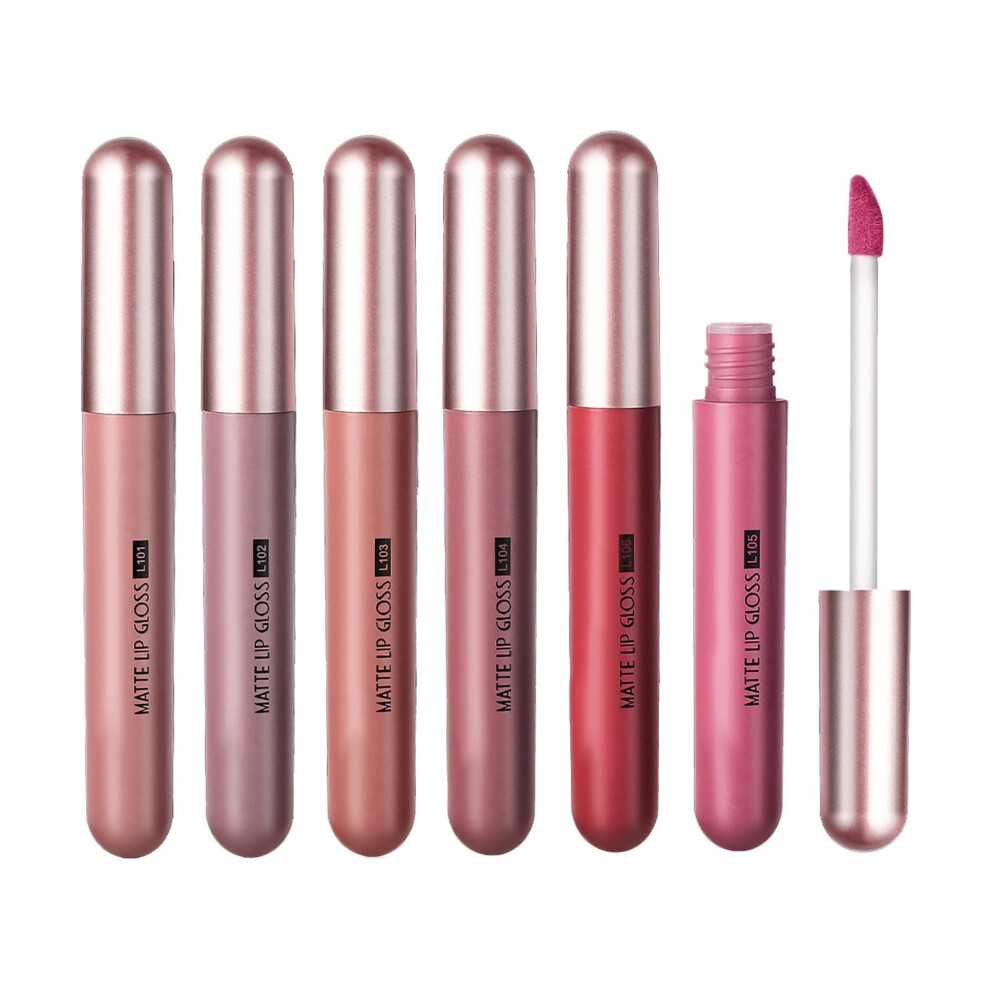 Long Lasting Hot Pink Liquid Lipstick Set for Women, Velvet Matte Lip Gloss with Moisturizing Formula