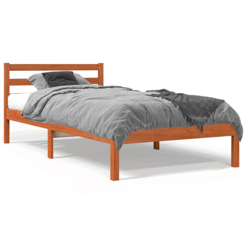 Berkfield Bed Frame without Mattress Wax Brown 90x190 cm Single Solid Wood Pine 1