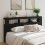 Berkfield LED Headboard Black 200 cm Engineered Wood 3