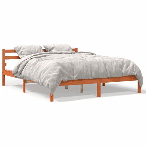 Berkfield Bed Frame without Mattress Wax Brown 200x200 cm Solid Wood Pine 1