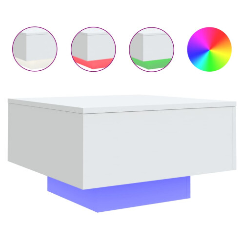 Berkfield Coffee Table with LED Lights White 55x55x31 cm 1