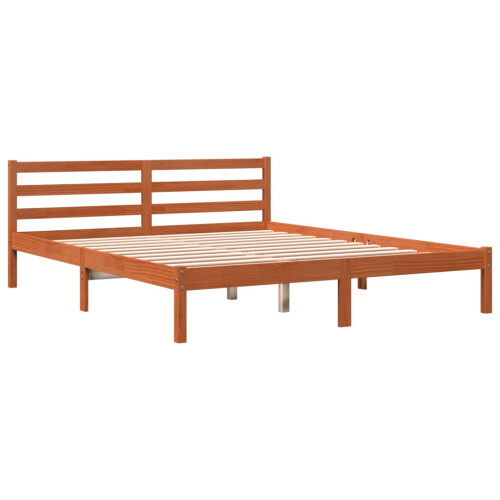 Berkfield Bed Frame without Mattress Wax Brown 200x200 cm Solid Wood Pine 2