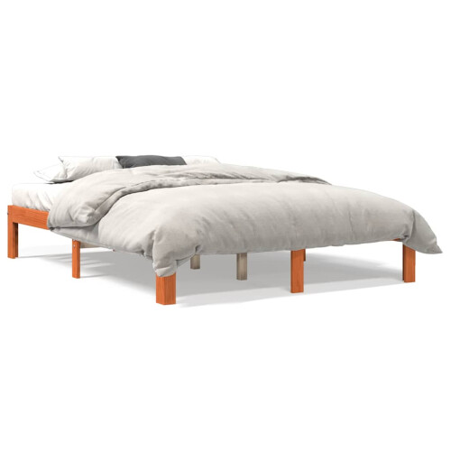 Berkfield Bed Frame without Mattress Wax Brown 140x190 cm Solid Wood Pine 1