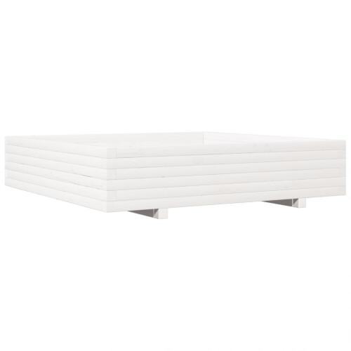 Berkfield Garden Planter White 110x110x26.5 cm Solid Wood Pine 1