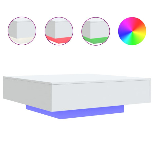 Berkfield Coffee Table with LED Lights White 100x100x31 cm 1