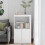 Berkfield Side Cabinet with LED Lights White Engineered Wood 4