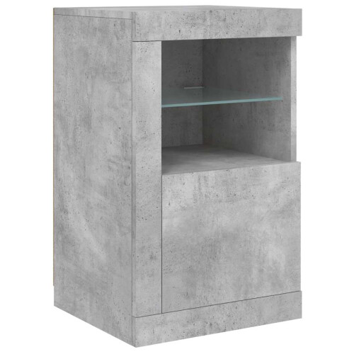 Berkfield Side Cabinet with LED Lights Concrete Grey Engineered Wood 1