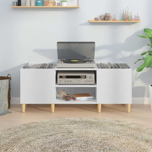Berkfield Record Cabinet White 121x38x48 cm Engineered Wood 2