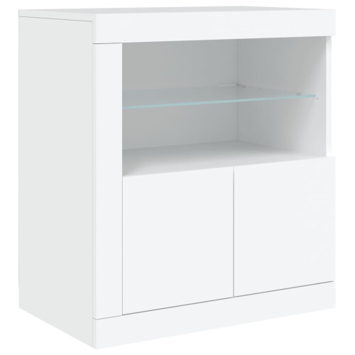 Berkfield Sideboard with LED Lights White 60.5x37x67 cm 2