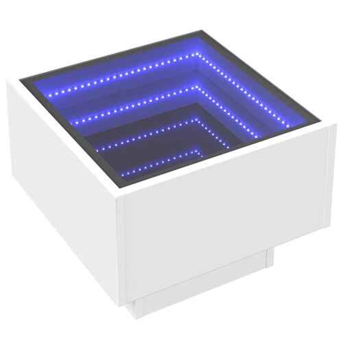 Berkfield Side Table with LED White 40x40x30 cm Engineered Wood 2