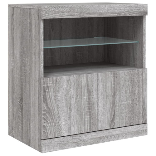Berkfield Sideboard with LED Lights Grey Sonoma 60x37x67 cm 2