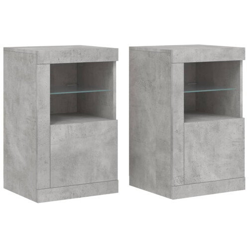 Berkfield Side Cabinets with LED Lights 2 pcs Concrete Grey Engineered Wood 1