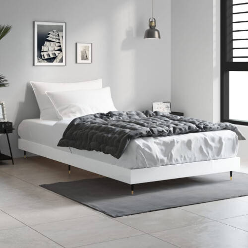 Berkfield Bed Frame without Mattress High Gloss White 90x190 cm Single 2