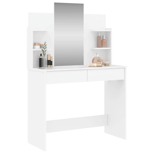 Berkfield Dressing Table with Mirror White 96x39x142 cm 2