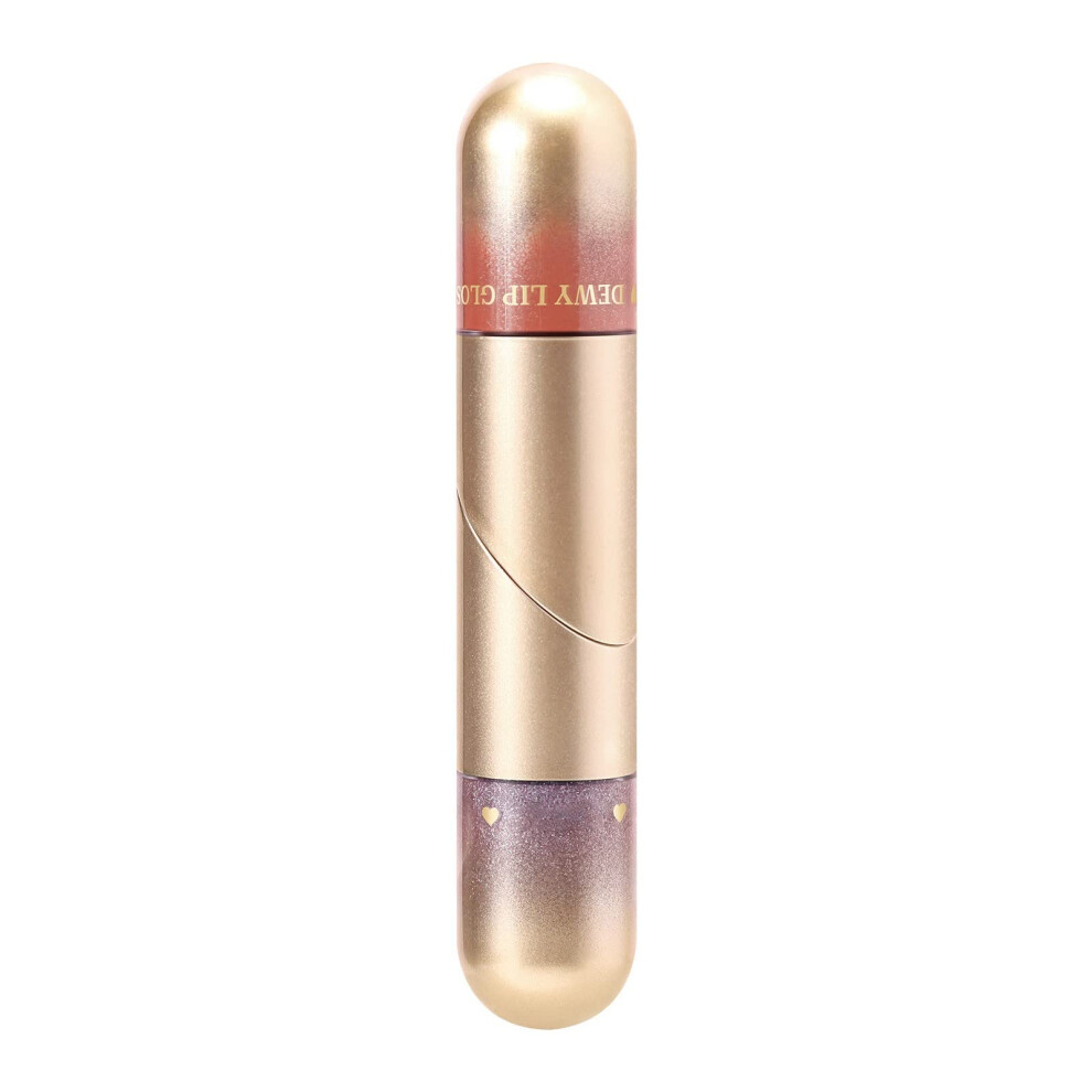 Long Lasting Tinted Lip Gloss and Moisturizing Lip Oil, Non Sticky Plumping Color with Glitter, 3ml Double Tube