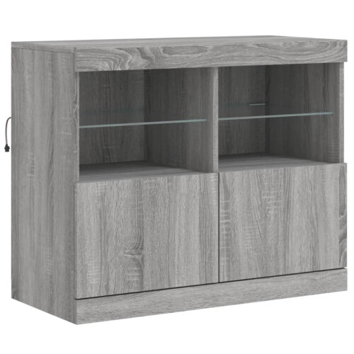 Berkfield Sideboard with LED Lights Grey Sonoma 81x37x67 cm 2
