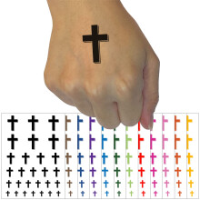 Cross Temporary Tattoo Dark Green Christian Waterproof Fake Body Art Decal Long Lasting Easy Apply One Sheet