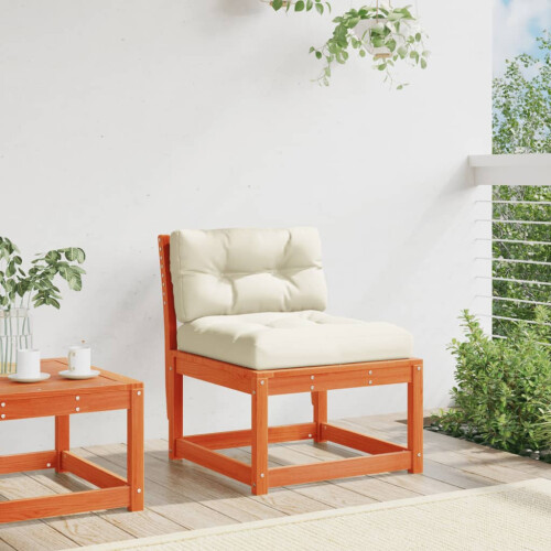 Berkfield Garden Sofa with Cushions Wax Brown Solid Wood Pine 2