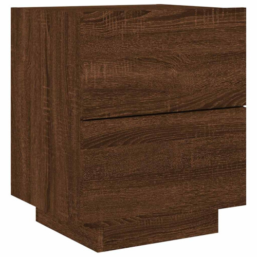 Berkfield Bedside Cabinet with LED Lights Brown Oak Engineered Wood 2