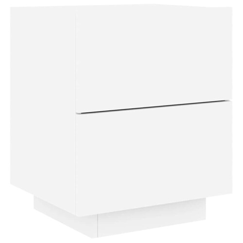 Berkfield Bedside Cabinet with LED Lights White Engineered Wood 2