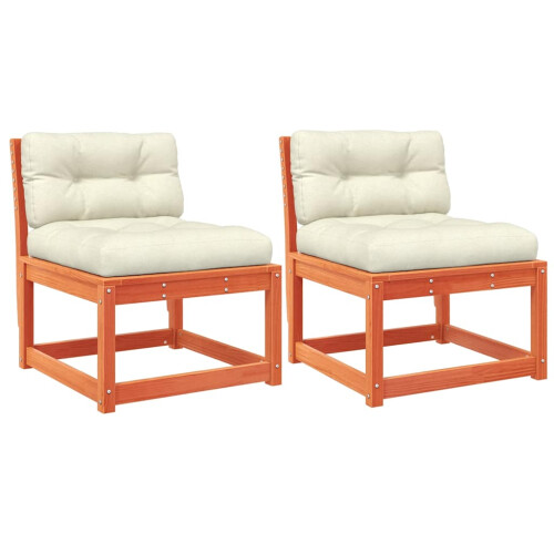 Berkfield Garden Sofas with Cushions 2pcs Wax Brown Solid Wood Pine 1