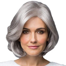 Short Silver Grey Synthetic Wig for Women, Natural Texture and Breathable Comfort for Daily Wear