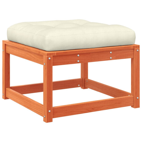 Berkfield Garden Footstool with Cushions Wax Brown Solid Wood Pine 1