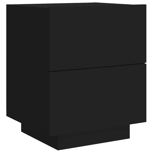 Berkfield Bedside Cabinet with LED Lights Black Engineered Wood 2