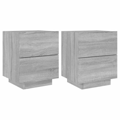 Berkfield Bedside Cabinets with LED Lights 2 pcs Grey Sonoma Engineered Wood 1