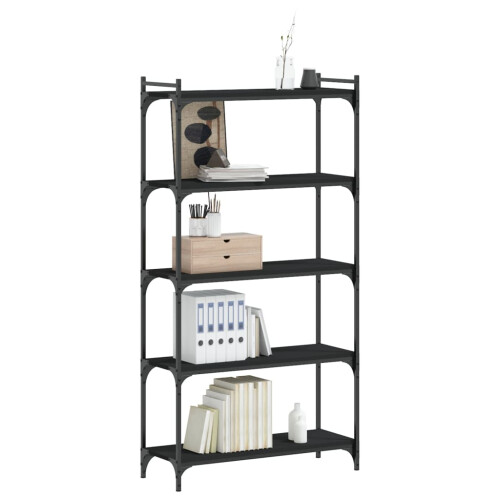 Berkfield Bookcase 5-Tier Black 80x30x154 cm Engineered Wood 2