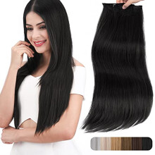 3PCS 20 Inch Clip in Hair Extensions Set for Women, Thick Long Straight Synthetic Hair Extensions
