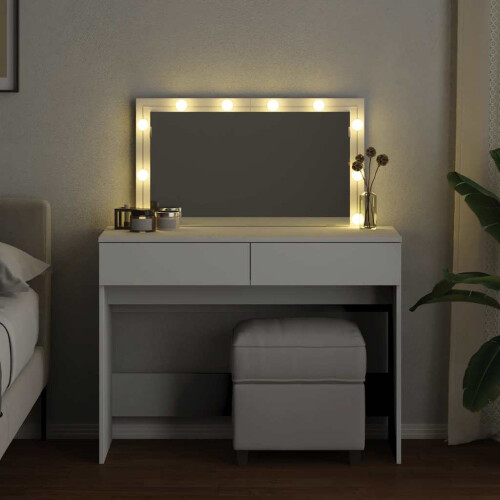 Berkfield Dressing Table with LED White 100x40x120 cm 2