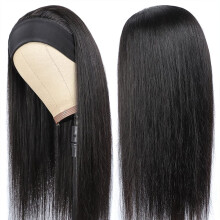 Brazilian Straight Human Hair Headband Wig Glueless No Lace for Black Women 150 Density 20 Inch