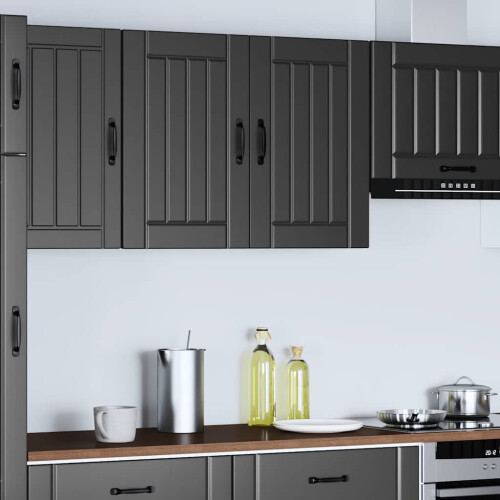 Berkfield Kitchen Wall Cabinet Lucca Black Engineered Wood 2