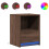 Berkfield Bedside Cabinet with LED Lights Brown Oak Engineered Wood 2