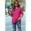 V Neck Short Sleeve Basic Tees Rose Red L 2