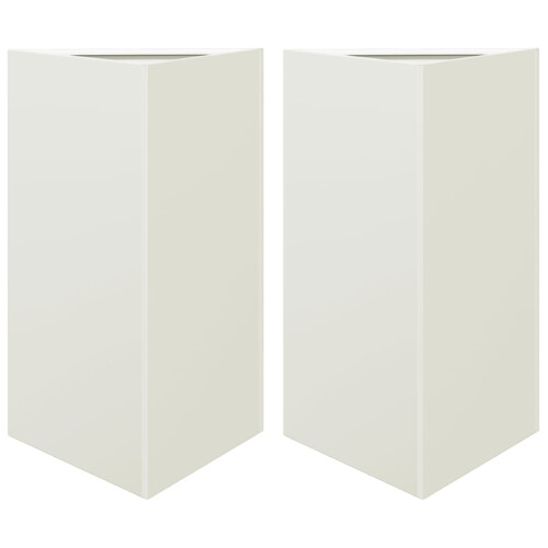 Berkfield Garden Planters 2 pcs White Triangular 50x43x75 cm Steel 1